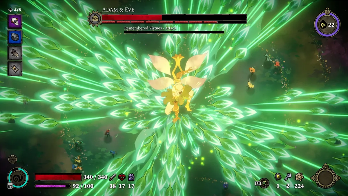 Captura oficial de Steam de Adam y Eve durante un combate contra un jefe de 33 Immortals